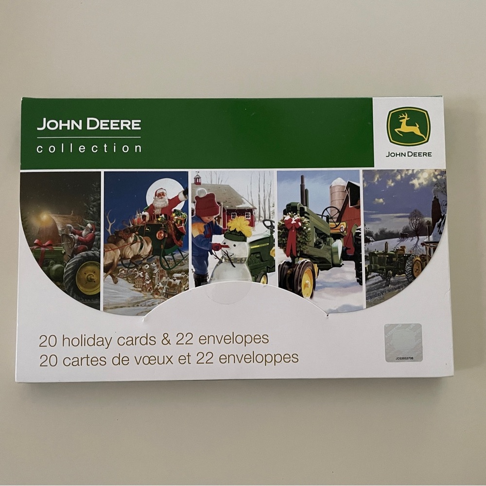 John Deere Collection 20 Holiday Cards & 22 Envelopes with Hologram NWT